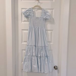 OPT light blue smocked dress, short sleeve